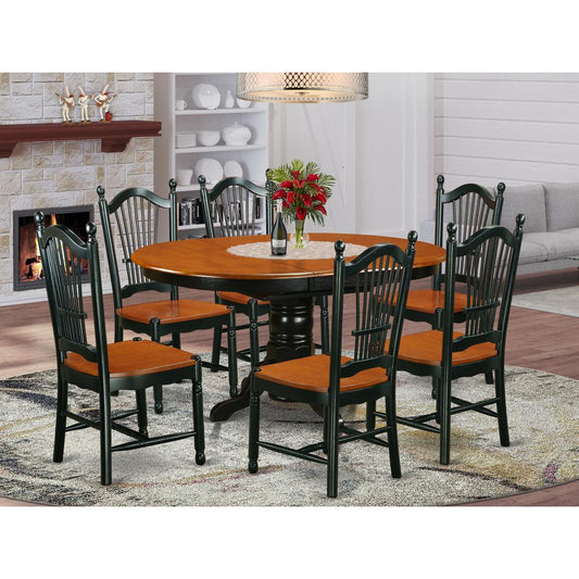 Dining Room Set Black & Cherry AVDO7-BCH-W By East West Furniture | Dining Sets | Modishstore