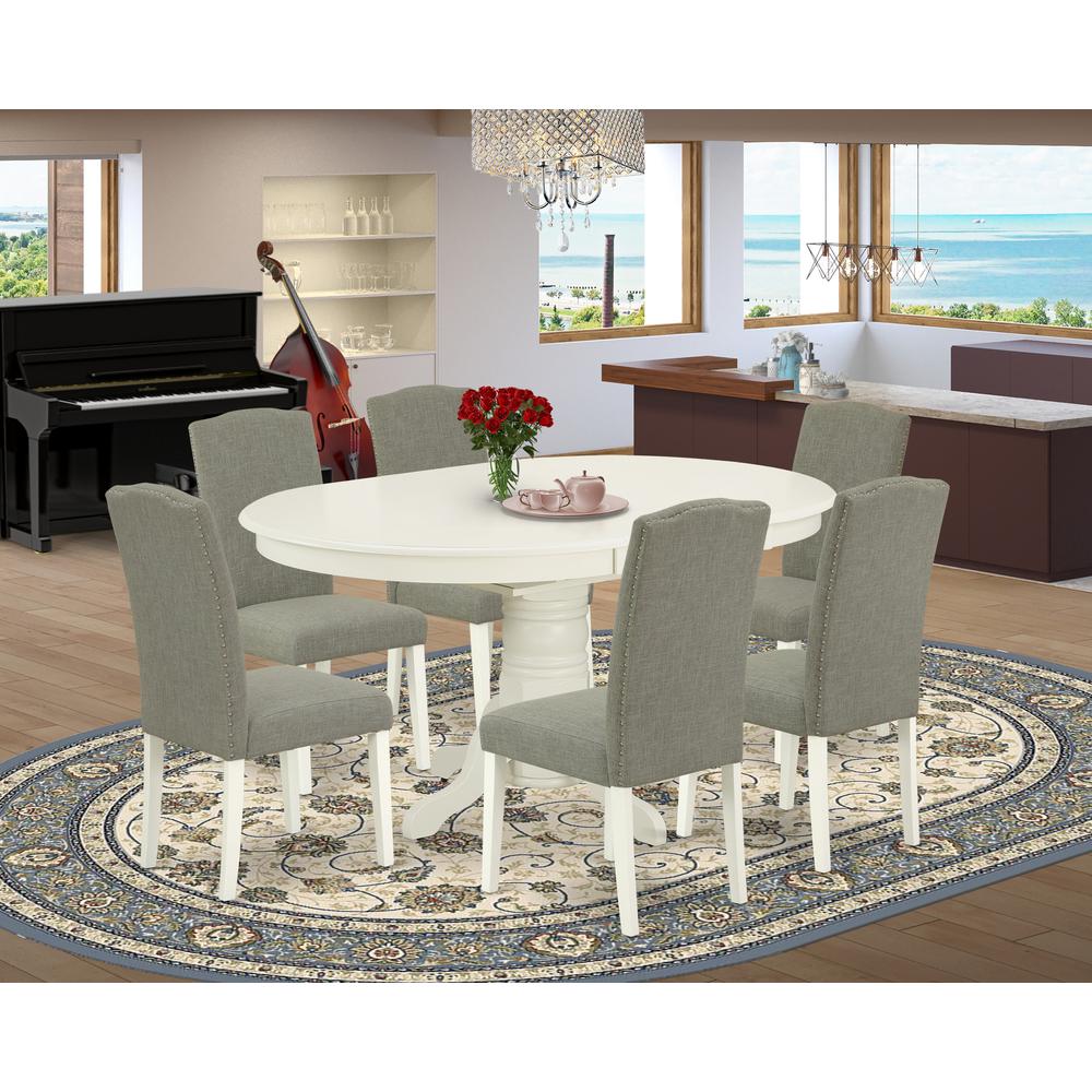Dining Room Set Linen White AVEN7-LWH-06 By East West Furniture | Dining Sets | Modishstore