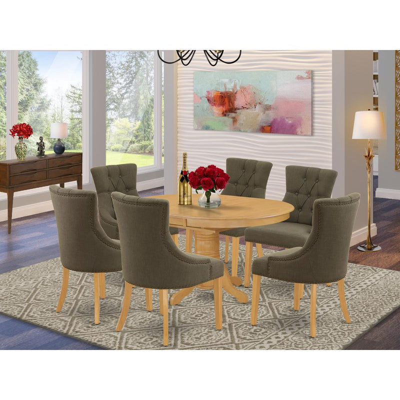 Dining Room Set Oak AVFR7-OAK-20 By East West Furniture | Dining Sets | Modishstore
