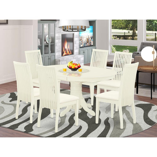 Dining Room Set Linen White AVIP7-LWH-C By East West Furniture | Dining Sets | Modishstore