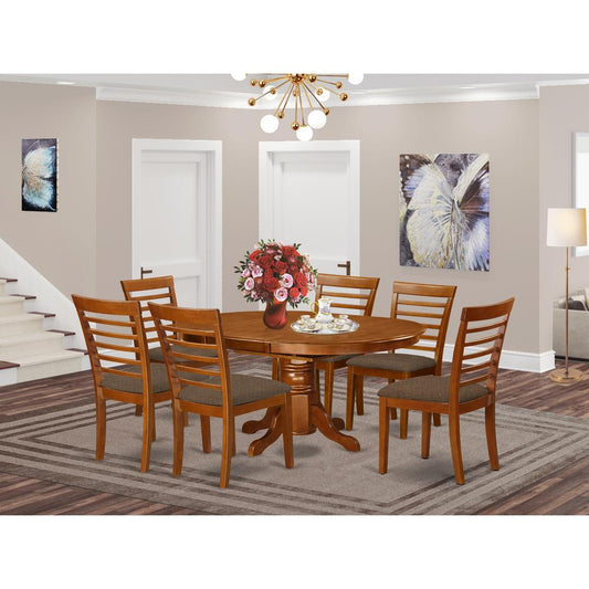 7 Pc Dining Room Set-Oval Dinette Table With Leaf And 6 Dining Chairs By East West Furniture | Dining Sets | Modishstore
