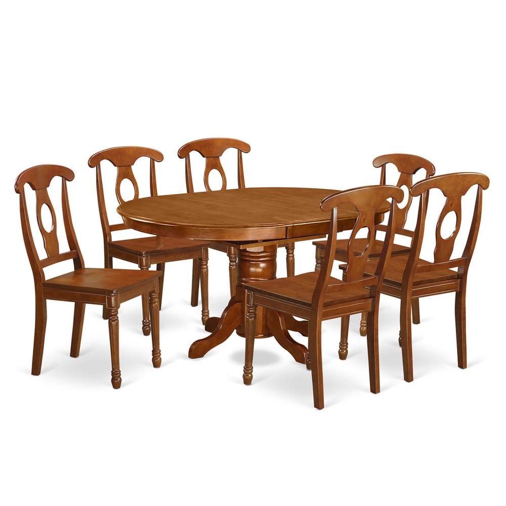 7 Pc Dining Table With Leaf And 6 Wood Kitchen Chairs In Saddle Brown By East West Furniture | Dining Sets | Modishstore - 2