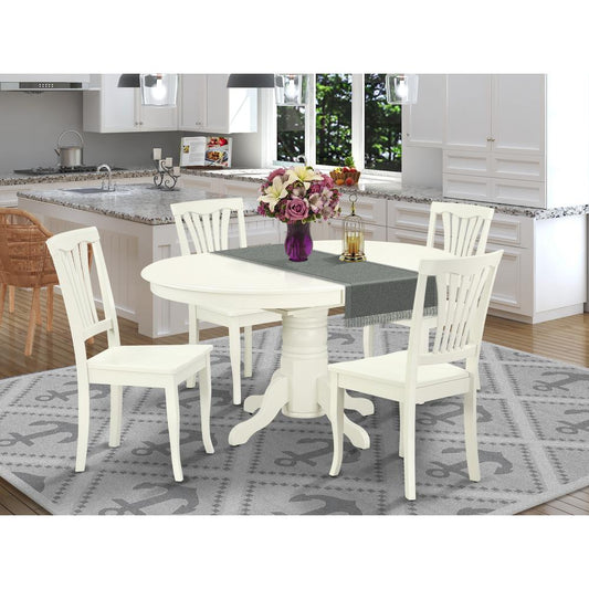 Dining Room Set Linen White AVON5-LWH-W By East West Furniture | Dining Sets | Modishstore