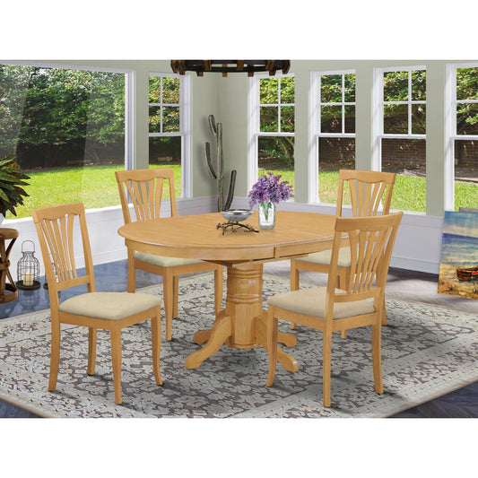 5 Pc Dining Room Set-Oval Dining Table With Leaf And 4 Dining Chairs In Oak By East West Furniture | Dining Sets | Modishstore