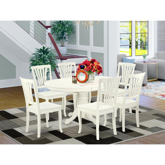 Dining Room Set Linen White AVON7-LWH-W By East West Furniture | Dining Sets | Modishstore