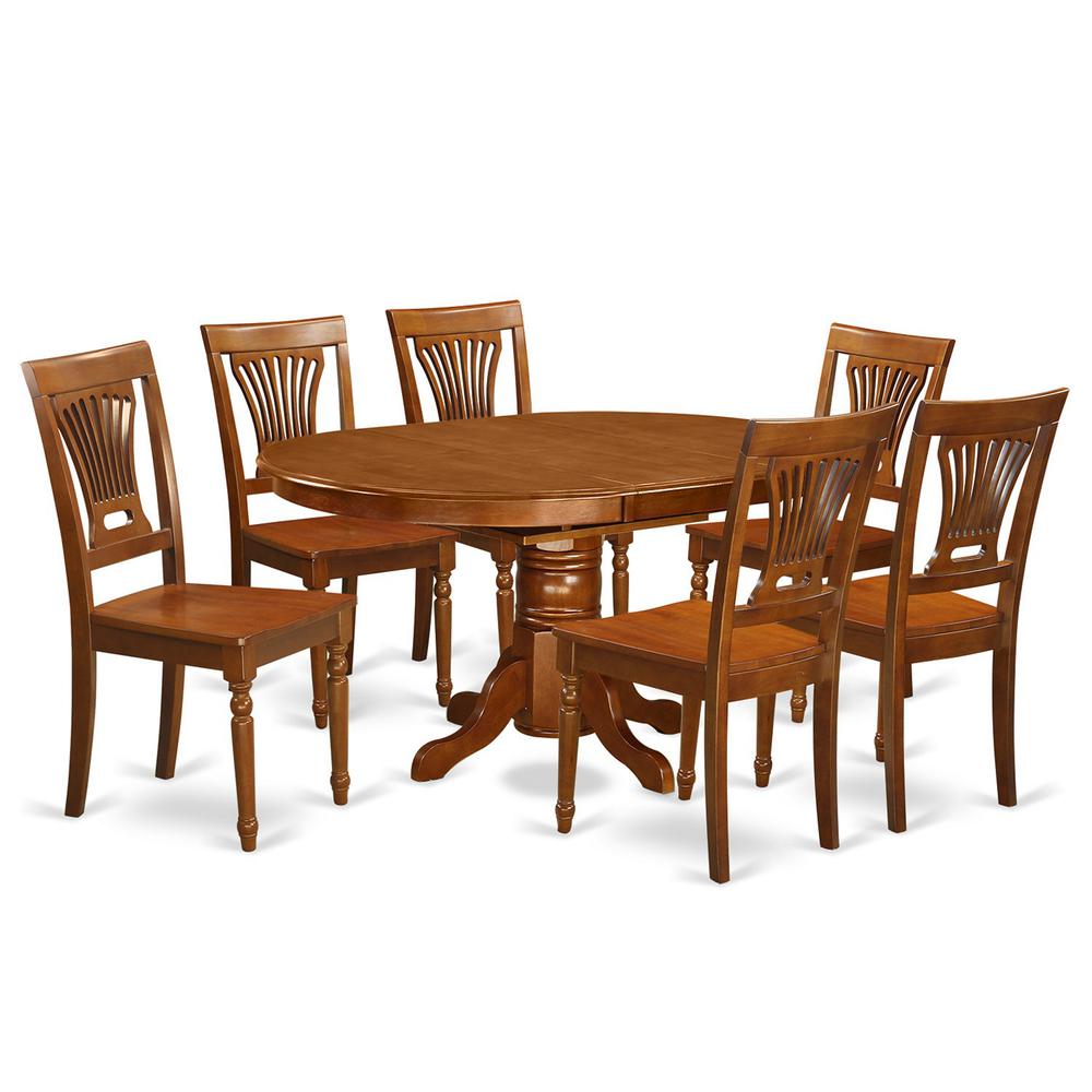 7 Pc Avon Dining Table With Leaf And 6Hard Wood Chairs In Saddle Brown . By East West Furniture | Dining Sets | Modishstore - 2