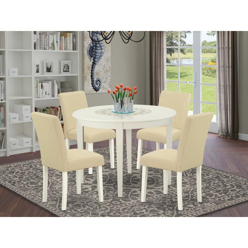 Dining Room Set Linen White BOAB5-LWH-02 By East West Furniture | Dining Sets | Modishstore