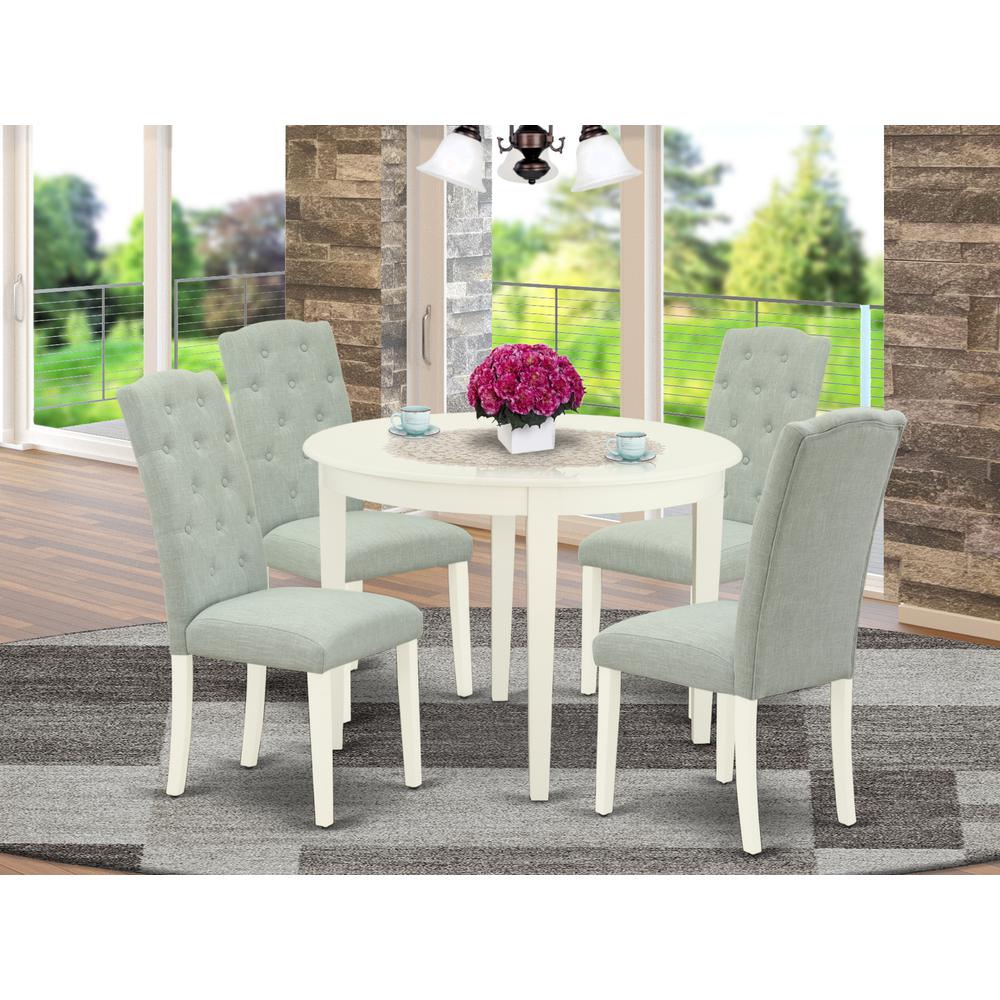 Dining Room Set Linen White BOCE5-WHI-15 By East West Furniture | Dining Sets | Modishstore