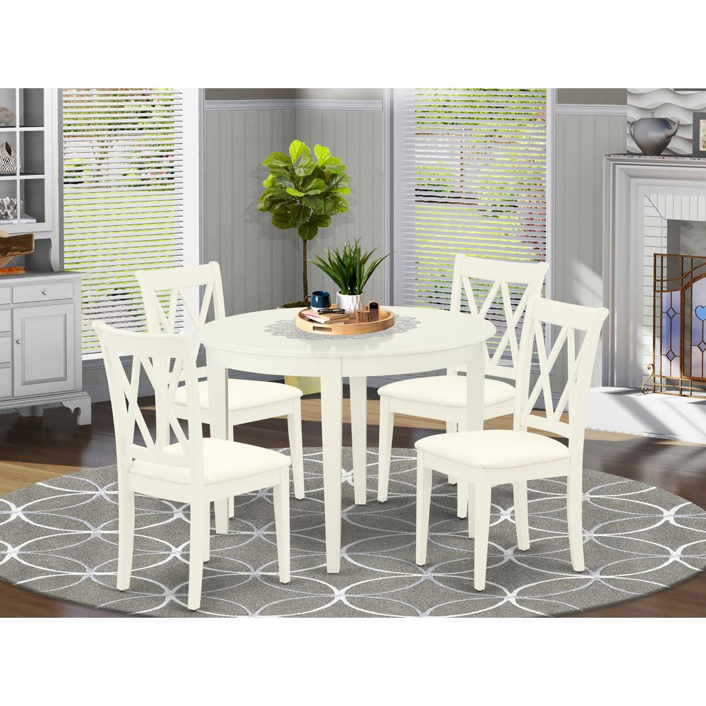 Dining Room Set Linen White BOCL5-WHI-C By East West Furniture | Dining Sets | Modishstore