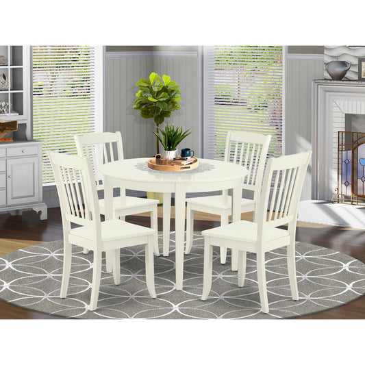 Dining Room Set Linen White BODA5-LWH-W By East West Furniture | Dining Sets | Modishstore