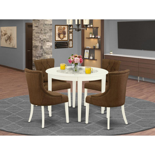Dining Room Set Linen White BOFR5-WHI-18 By East West Furniture | Dining Sets | Modishstore