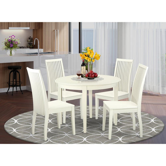 Dining Room Set Linen White BOIP5-LWH-W By East West Furniture | Dining Sets | Modishstore