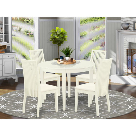 Dining Room Set Linen White BOIP5-WHI-C By East West Furniture | Dining Sets | Modishstore