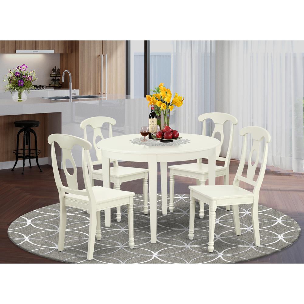 Dining Room Set Linen White BOKE5-LWH-W By East West Furniture | Dining Sets | Modishstore