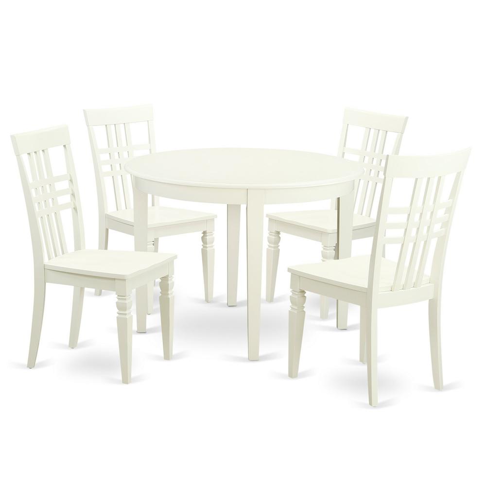 5 Pc Table And Chair Set With A Boston Table And 4 Dining Chairs In Linen White By East West Furniture | Dining Sets | Modishstore - 2
