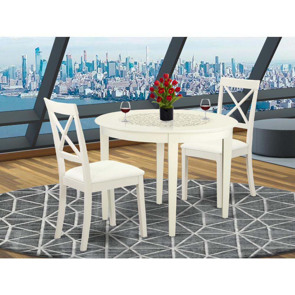 Dining Room Set Linen White BOST3-LWH-LC By East West Furniture | Dining Sets | Modishstore