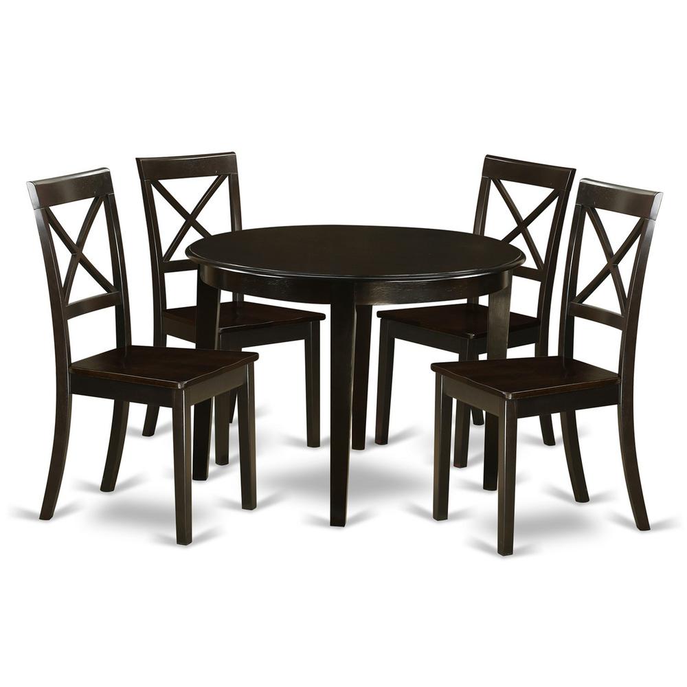 5 Pc Small Kitchen Table Set-Round Table And 4 Kitchen Chairs By East West Furniture | Dining Sets | Modishstore - 2