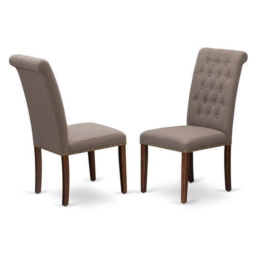 Bremond Dining Chairs - Dark Coffee Color Linen Fabric Set Of 2 By East West Furniture | Dining Chairs | Modishstore