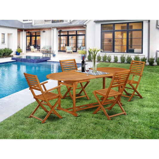 Wooden Patio Set Natural Oil BSBS52CANA By East West Furniture | Outdoor Dining Sets | Modishstore