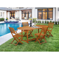 Wooden Patio Set Natural Oil BSBS52CANA By East West Furniture