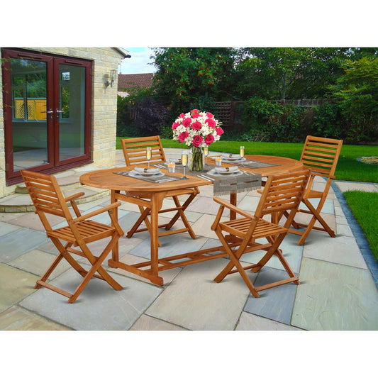 Wooden Patio Set Natural Oil BSBS5CANA By East West Furniture | Outdoor Dining Sets | Modishstore