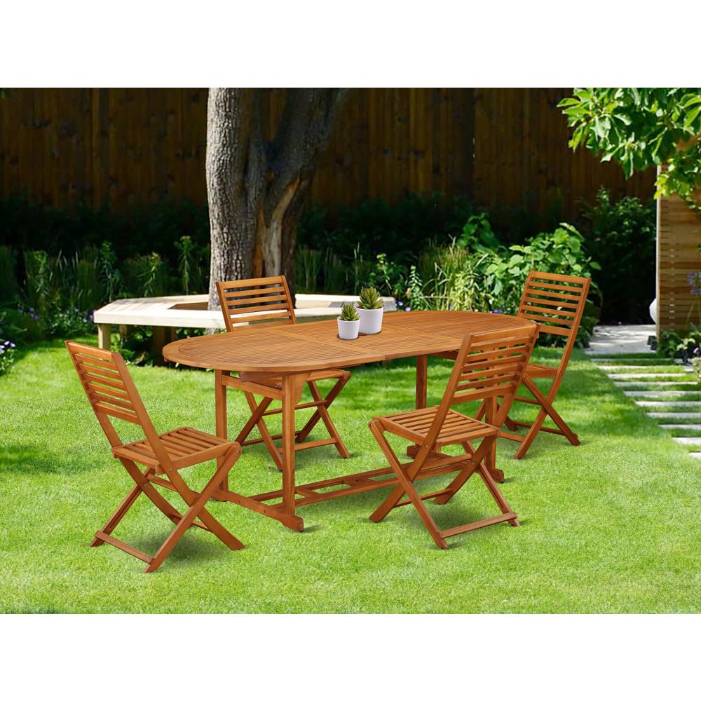Wooden Patio Set Natural Oil BSBS5CWNA By East West Furniture | Outdoor Dining Sets | Modishstore