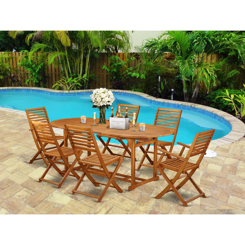 Wooden Patio Set Natural Oil BSBS72CANA By East West Furniture | Outdoor Dining Sets | Modishstore