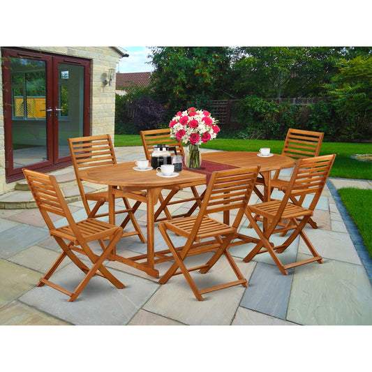Wooden Patio Set Natural Oil BSBS7CWNA By East West Furniture | Outdoor Dining Sets | Modishstore