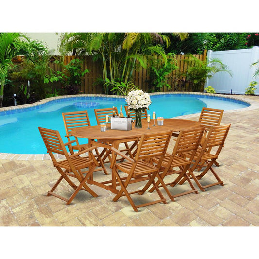 Wooden Patio Set Natural Oil BSBS9CANA By East West Furniture | Outdoor Dining Sets | Modishstore
