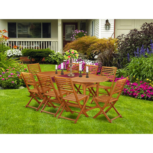 Wooden Patio Set Natural Oil BSBS9CWNA By East West Furniture | Outdoor Dining Sets | Modishstore