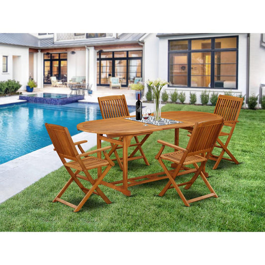 Wooden Patio Set Natural Oil BSCM5CANA By East West Furniture | Outdoor Dining Sets | Modishstore