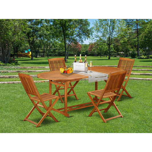 Wooden Patio Set Natural Oil BSCM5CWNA By East West Furniture | Outdoor Dining Sets | Modishstore