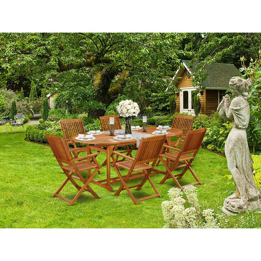 Wooden Patio Set Natural Oil BSCM7CANA By East West Furniture | Outdoor Dining Sets | Modishstore
