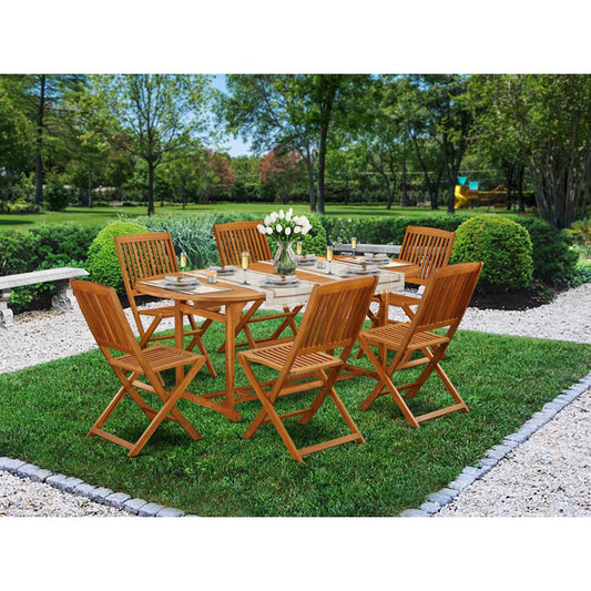Wooden Patio Set Natural Oil BSCM7CWNA By East West Furniture | Outdoor Dining Sets | Modishstore