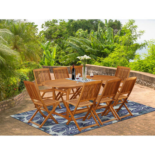 Wooden Patio Set Natural Oil BSCM9CWNA By East West Furniture | Outdoor Dining Sets | Modishstore