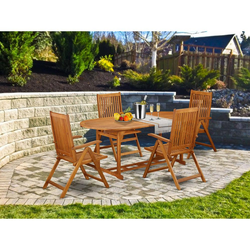 Wooden Patio Set Natural Oil BSCN5NC5N By East West Furniture | Outdoor Dining Sets | Modishstore