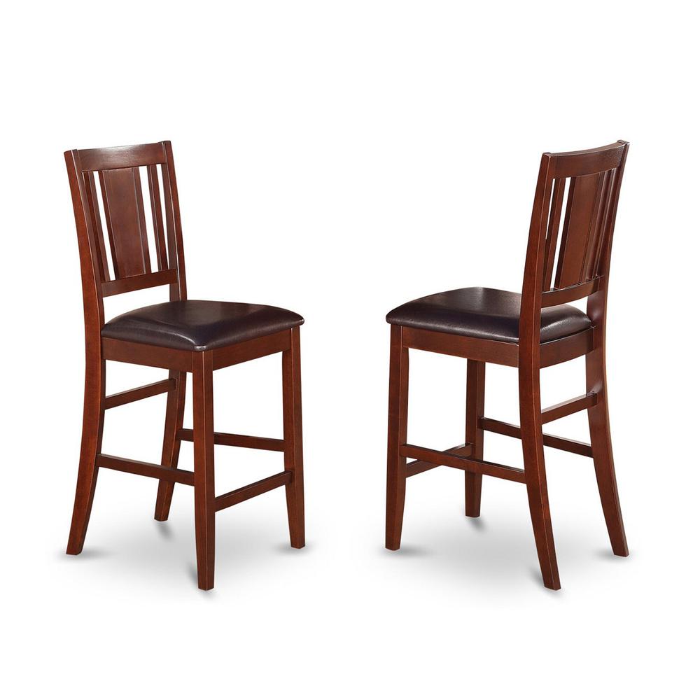 Buckland Counter Height Dining Chair With Leather Uphostered Seat In Mahogany Finish, Set Of 2 By East West Furniture | Dining Chairs | Modishstore - 2