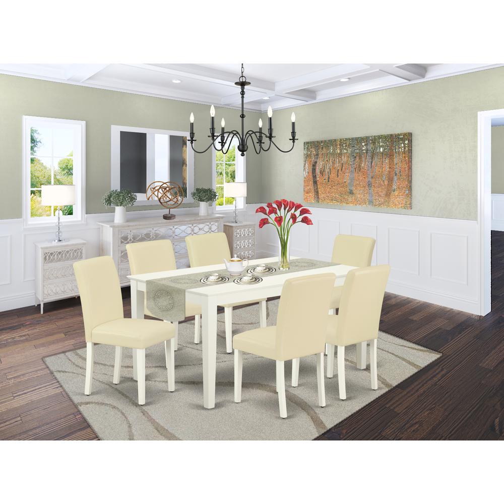 Dining Room Set Linen White CAAB7-LWH-64 By East West Furniture | Dining Sets | Modishstore
