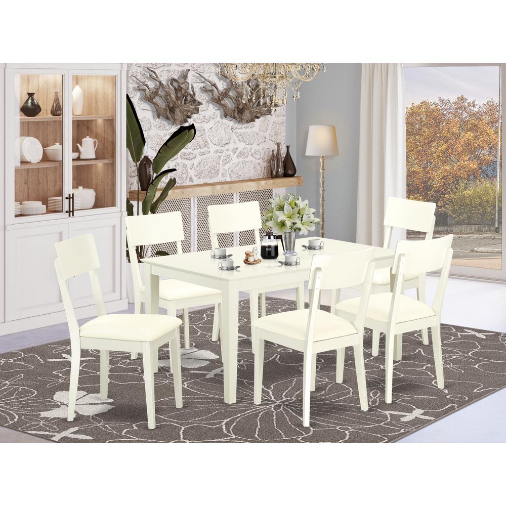 Dining Room Set Linen White CAAD7-LWH-LC By East West Furniture | Dining Sets | Modishstore