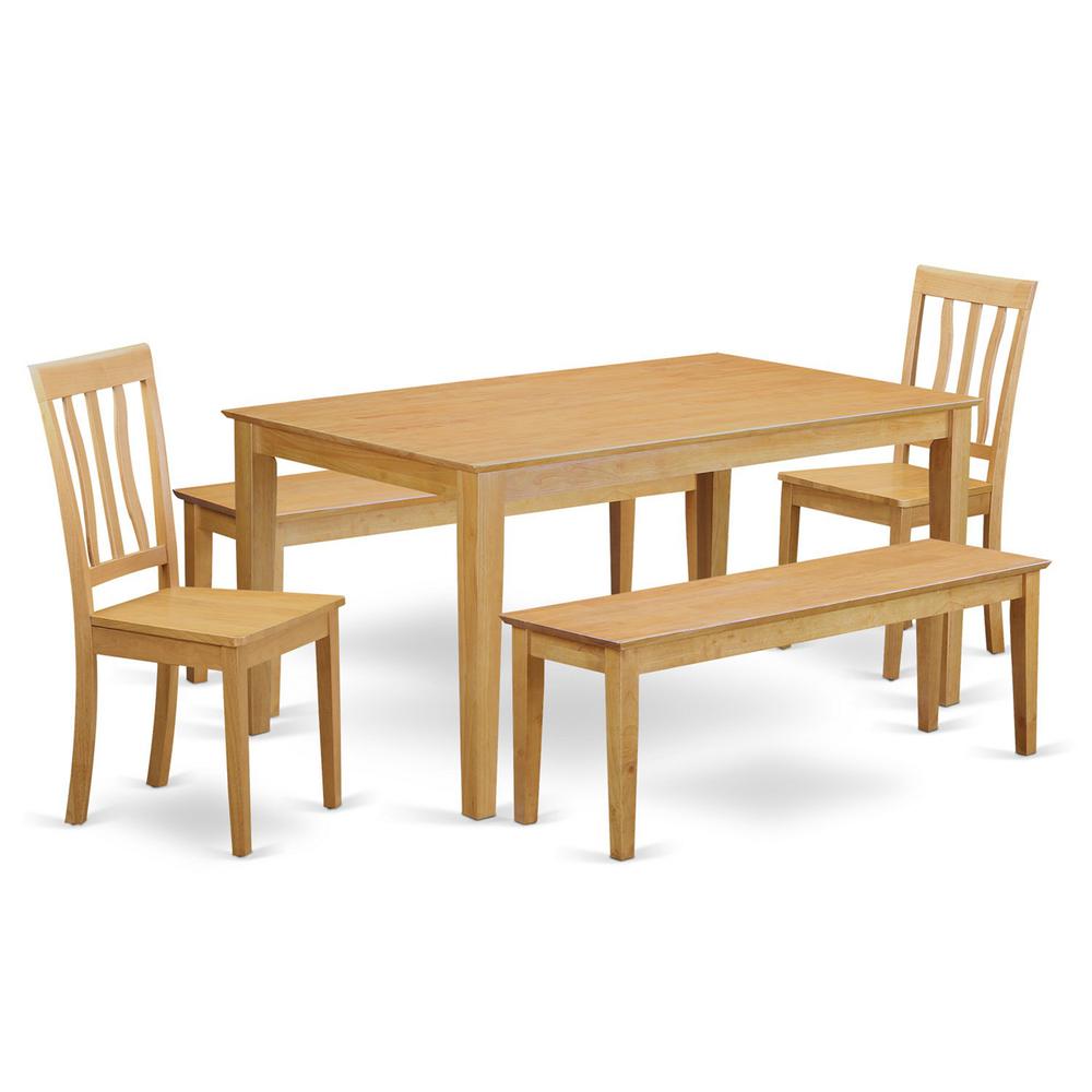 5 Pc Dining Room Set - Kitchen Table And 2 Kitchen Chairs With 2 Benches By East West Furniture | Dining Sets | Modishstore - 2