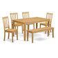 6 Pc Table And Chair Set - Kitchen Dinette Table And 4 Dining Chairs With Bench By East West Furniture | Dining Sets | Modishstore - 2
