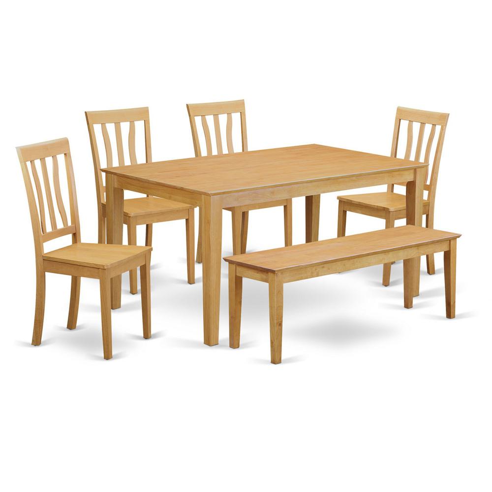 6 Pc Table And Chair Set - Kitchen Dinette Table And 4 Dining Chairs With Bench By East West Furniture | Dining Sets | Modishstore - 2