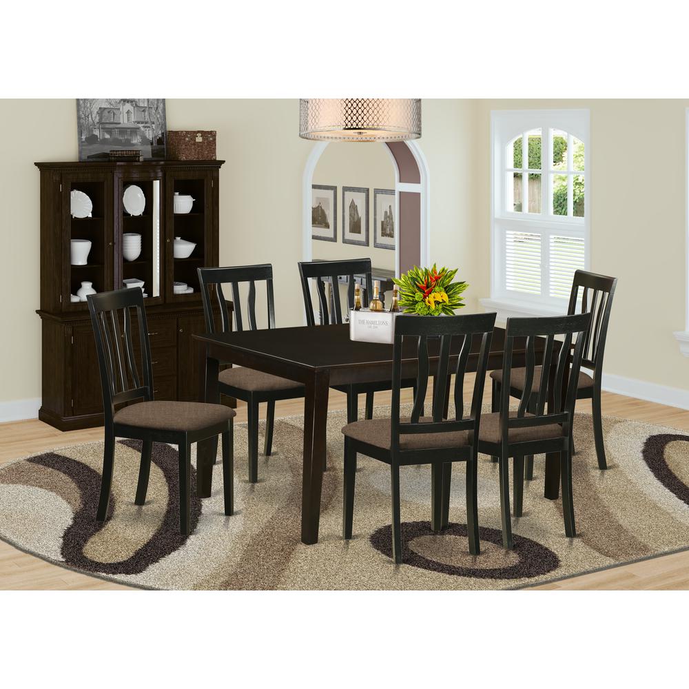 Caan7-Cap-C 7 Pc Dining Room Set For 6-Dining Table And 6 Dining Chairs By East West Furniture | Dining Sets | Modishstore - 2