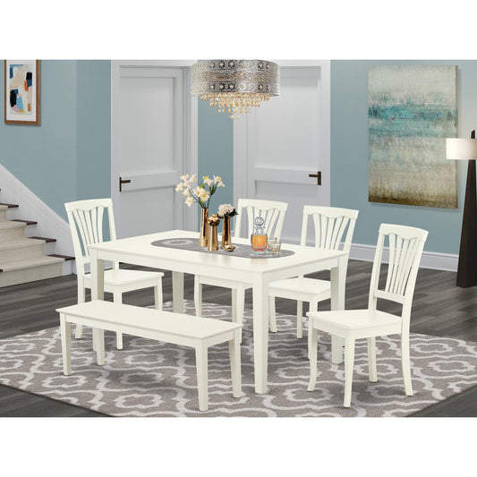 Dining Room Set Linen White CAAV6-LWH-W By East West Furniture | Dining Sets | Modishstore
