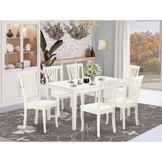Dining Room Set Linen White CAAV7-LWH-W By East West Furniture | Dining Sets | Modishstore