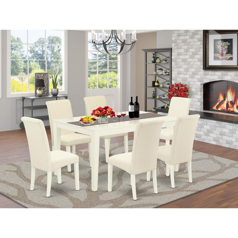 Dining Room Set Linen White CABA7-LWH-01 By East West Furniture | Dining Sets | Modishstore