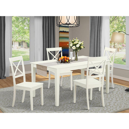 Dining Room Set Linen White CABO5-LWH-W By East West Furniture | Dining Sets | Modishstore