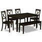 6 Pc Dining Room Set-Kitchen Table And 4 Chairs And A Bench By East West Furniture | Dining Sets | Modishstore - 2
