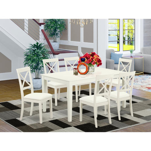 Dining Room Set Linen White CABO7-LWH-LC By East West Furniture | Dining Sets | Modishstore