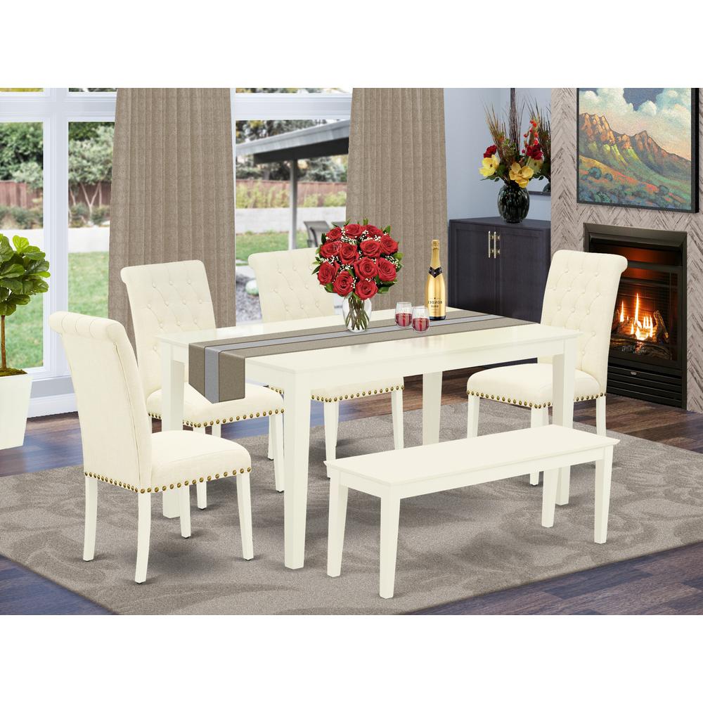 Dining Room Set Linen White CABR6-LWH-02 By East West Furniture | Dining Sets | Modishstore